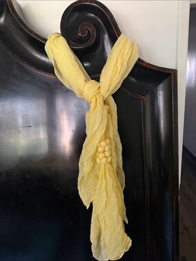 Anthropologie linen Pale Yellow Scarf with Bead Accent